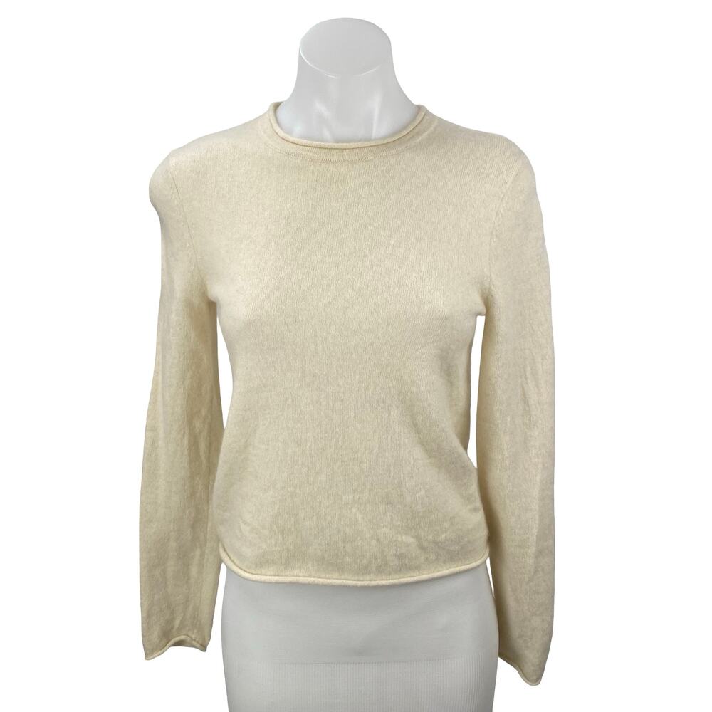 Aqua Women's Yellow Crew Neck Long Sleeve Knit Pullover Sweater Top Size XS